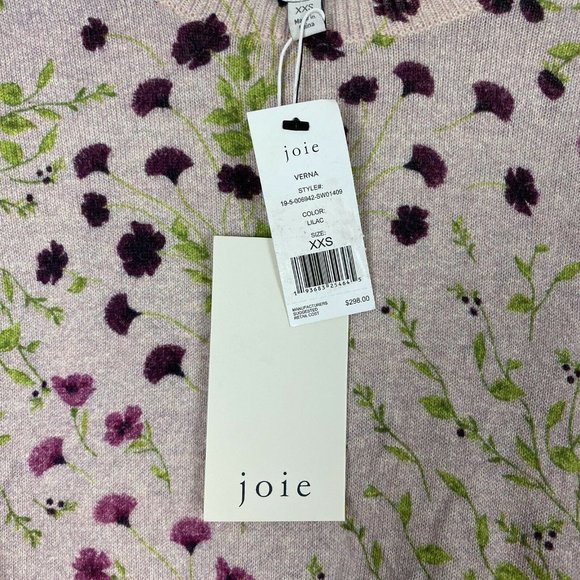 Joie Verna Floral Crew Neck Sweater Lilac Pink NWT - Picture 8 of 10